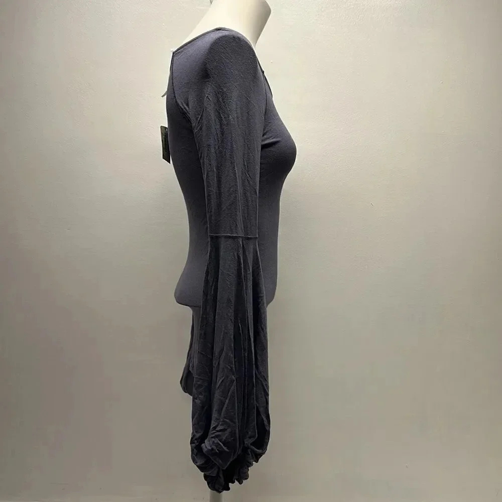 Free People To The Tropics Top Blouse Long Sleeve Tee Shirt Blue New Size Small - Picture 5 of 11